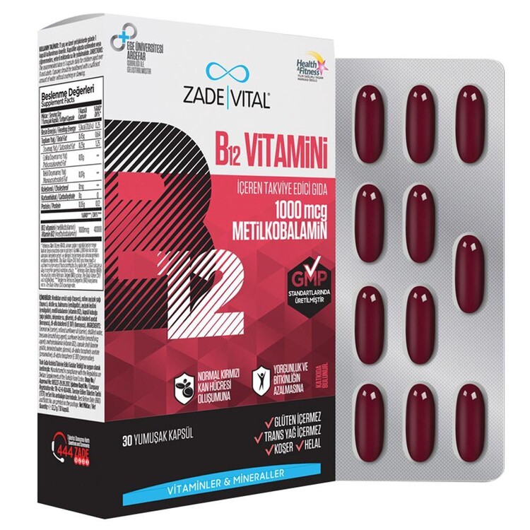 Zade Vital - Zade Vital Vitamin B12 30 Yumuşak Kapsül